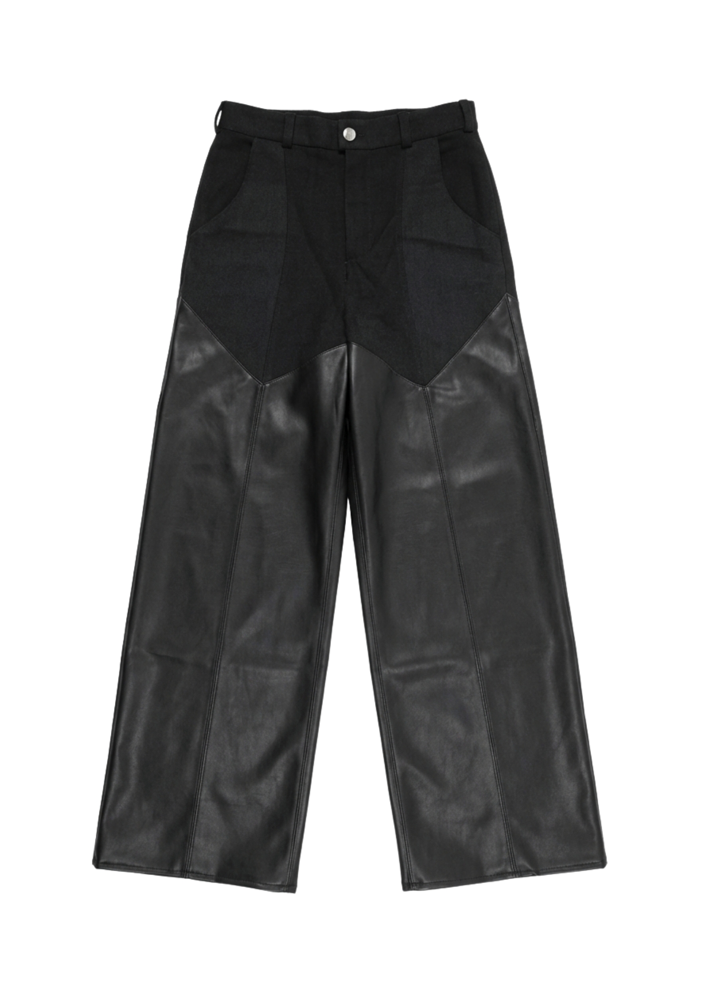 Denim and leather trousers